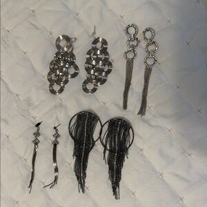 4 sets Elegant Silver Dangle Earrings Set